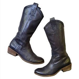 Beautiful Frye Navy Blue Classic Leather Cowboy Boots, sz 6.5
